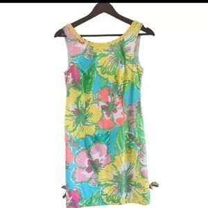 Lilly Pulitzer Delia Shift Dress Shorely Blue Big Flirt Floral Womens Size 2